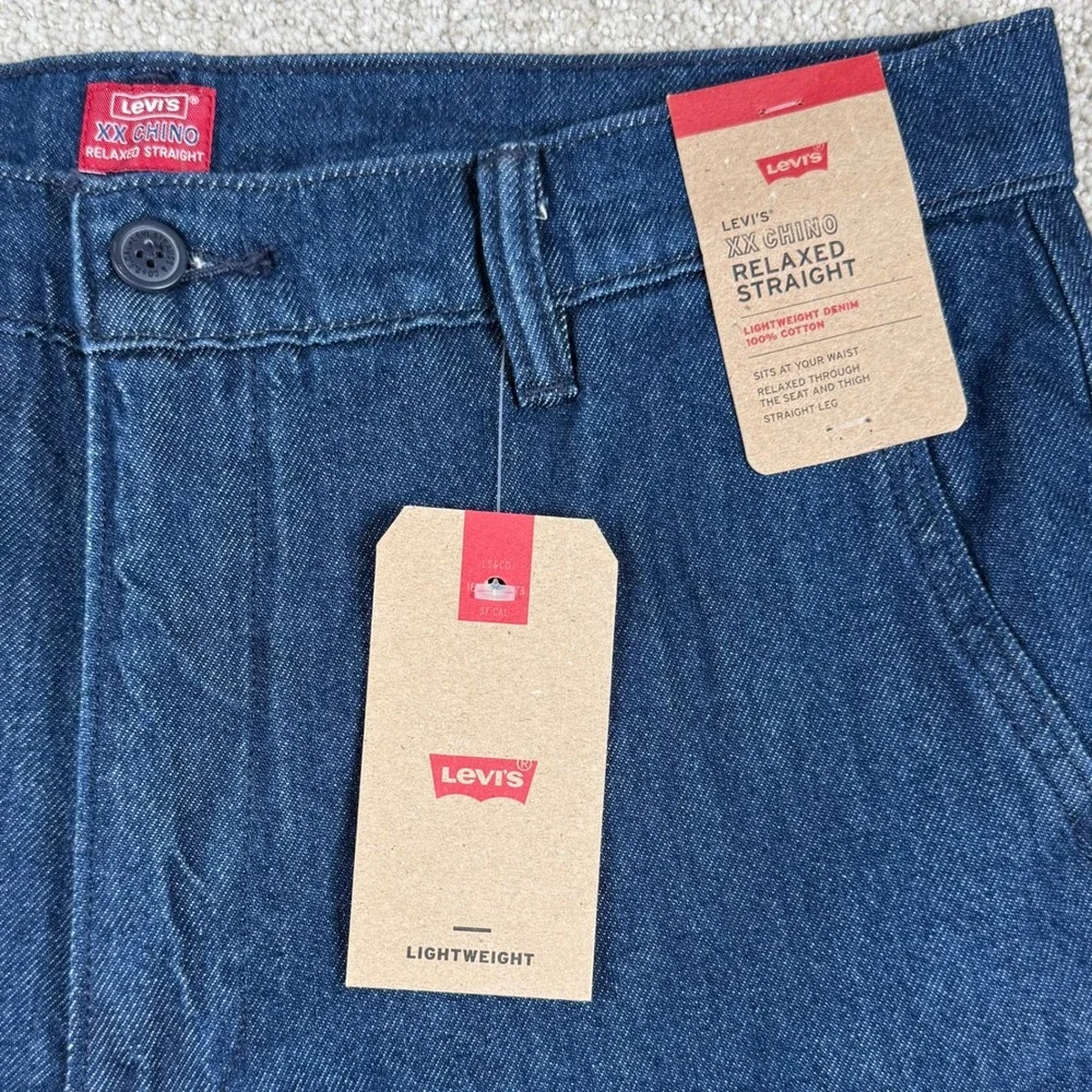 NEW Levi's Mens 33x32 XX Chino Relaxed Straight Lightweight Blue Denim Pants